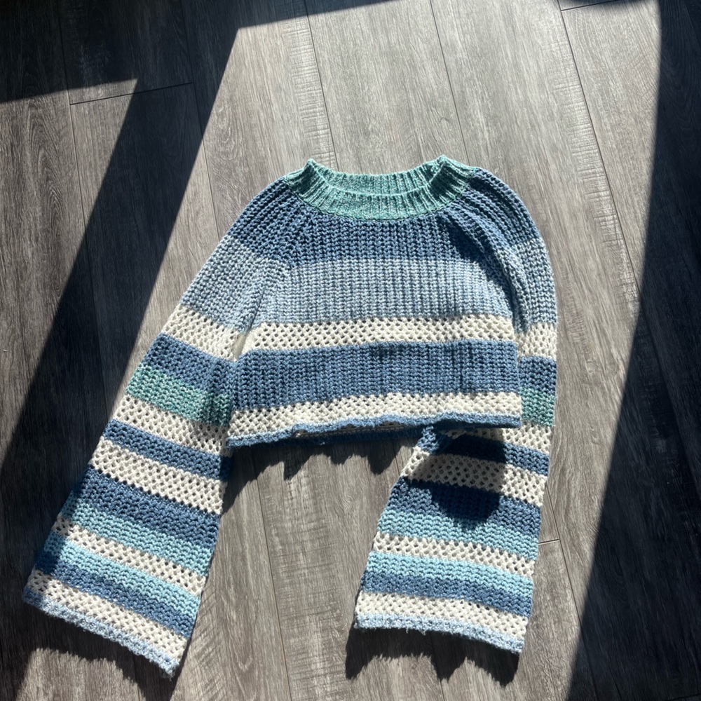 Striped Blue and White Knit Sweater
